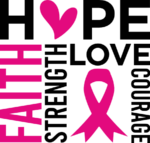 Hope, faith, love, strength, courage, ribbon, breast cancer awareness tshirt design - free svg file for members