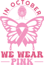 In October we wear pink, butterfly and pink ribbon, breast cancer awareness - free svg file for members