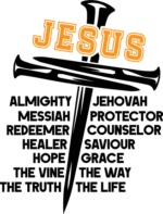 Jesus, Christians cross made of nails, cloud word tshirt design - free svg file for members