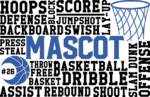 Basketball Mascot tshirt design, Personalized number, basketball ball and hoop, - free svg file for members