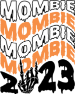 Mombie 2023, echo stacked text, Halloween sweatshirt design - free svg file for members