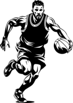 NBA basketball player in action clipart image, sticker - free svg file for members