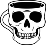 Skull coffee mug clipart image, Halloween cup design - free svg file for members