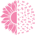 Half Sunflower and pink ribbons clipart image, breast cancer awareness - free svg file for members
