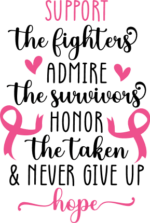 Support the fighters, admire the survivors, breast cancer awareness mug design - free svg file for members