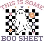 This is some boo sheet, ghost and checkered background, Halloween tshirt design - free svg file for members