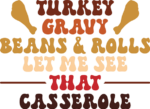 Turkey gravy, beans and rolls, let me see that casserole, Funny thanksgiving quotes - free svg file for members