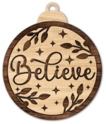 Believe sign, Decorative Christmas hanging ornament - free svg file for members