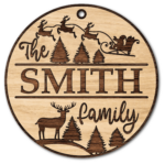 Christmas hanging ornament, The family, editable name, laser cut file - free svg file for members