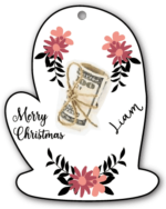 Merry Christmas Gloves gift tag design, money holder - free svg file for members