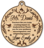 Christmas gift for teacher, hanging ball ornament, editable names - free svg laser cut file for members