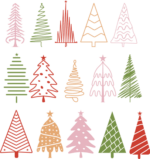Christmas trees bundle clipart images, decor - free svg file for members