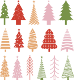 Decorative Christmas trees bundle, clipart images - free svg file for members