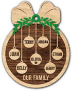Christmas decor, Our family, Customized member names, hanging ornament - free svg laser cut file for members