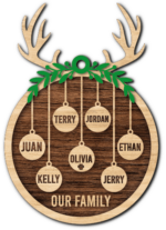 Christmas hanging ornament, customized family member names, our family - free laser cut svg file for members