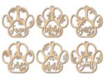 Dog Paws with snowflakes, hanging ornaments bundle, Personalized names, Christmas decor - free svg file for members