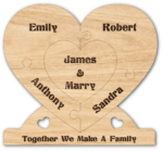 Puzzle heart frame and stand, Personalized family member names - laser cut free svg file for members