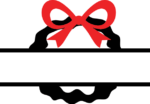 Christmas wreath with bow ribbon, split text frame - free svg file for members