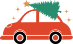 Car loaded with Christmas tree, clipart image - free svg file for members