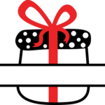 Gift box split monogram frame, Christmas decor - free svg file for members