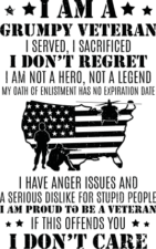 I'm a grumpy veteran, I served, I sacrificed, I don't regret, veterans day tshirt design - free svg file for members