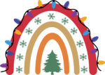 Christmas decoration, Rainbow with lights, snowflakes and tree - free svg file for members