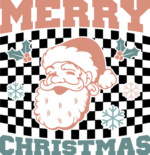 Merry Christmas sign, Santa face, checkered pattern, sweatshirt design - free svg file for members