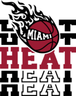 Miami heat, echo stacked text, basketball ball in fire, NBA fan tshirt design - free svg file for members