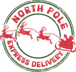 North pole express delivery, Distressed Santa mail stamp seal - free svg file for members