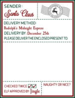 Editable Shipping label, Christmas letter, Rudolph's midnight express, Christmas card - free svg file for members