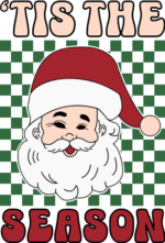 Tis the season, Santa face and checkered pattern, sweatshirt design - free svg file for members