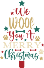 We woof you a merry Christmas, funny wishes card design for pet lovers - free svg file for members