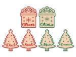 Christmas gift box and custom name trees hanging ornaments svg bundle, decor - free svg file for members