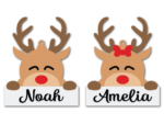 Reindeer holding tag for name, Christmas hanging ornaments - free svg file for members