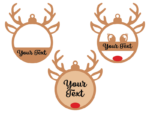 Christmas reindeer antlers and face hanging ornaments, custom name or text, svg bundle - free svg file for members
