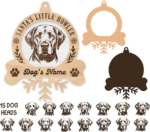 Christmas ornament with snowflake, Santa's little howler, Labrador head, add your dog's name - free svg file for members