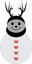Snowman with reindeer antlers clipart image, Winter Christmas decor - free svg file for members