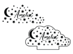 Decorative Cloud made of stars and moon, personalized kids room decor - free svg file for members