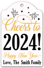 Cheers to 2024, happy new year, love, the custom family name, gift tag design - free svg file for members