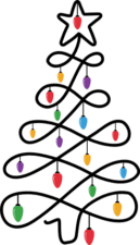Christmas tree made of swirly line and lights, clipart image, decor - free svg file for members