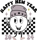 Happy new year 2024, chillin' winter smiley emoji, tshirt design - free svg file for members