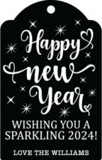 Happy new year wishing you a sparkling 2024, love, customized name, gift tag design - free svg file for members