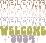 Welcome 2024, echo stacked text, new year party tshirt design - free svg file for members