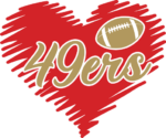 49ers, doodle heart free svg file for members, American football team fan tshirt design