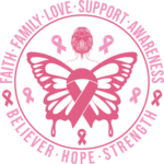 A girl back with Butterfly wings and pink ribbon, Faith, breast cancer awareness tshirt design - free svg file for members