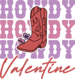 Howdy, be mine valentine, echo stacked text, cowboy boots - free svg file for members