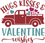 Hugs, kisses and valentine wishes free svg file for members, a truck loaded with hearts, valentine's day