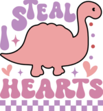 I steal hearts, dinosaur, funny valentine's day baby onesie design - free svg file for members