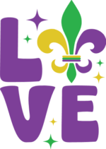 Love mardi gras, fleur de lis, sweatshirt design - free svg file for members