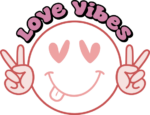 Love Vibes, smiley tongue out, peace hand symbol, tshirt design - free svg file for members